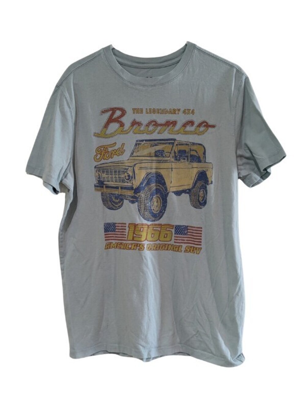 Goodfellow Men's Ford Bronco 1966 Graphic T-Shirt, Blue, Medium, Retro, Faded